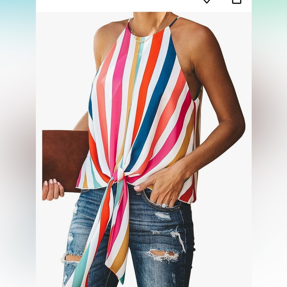 Flirty Halter Tank with Front Tie Knot